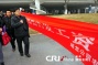Construction Workers Make "Welcome" Banner as Protest at Xi'an's Airport, Shaanxi Province