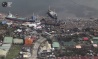 1 aerial view showing ships washed ashore after surge hit the province of Leyte.